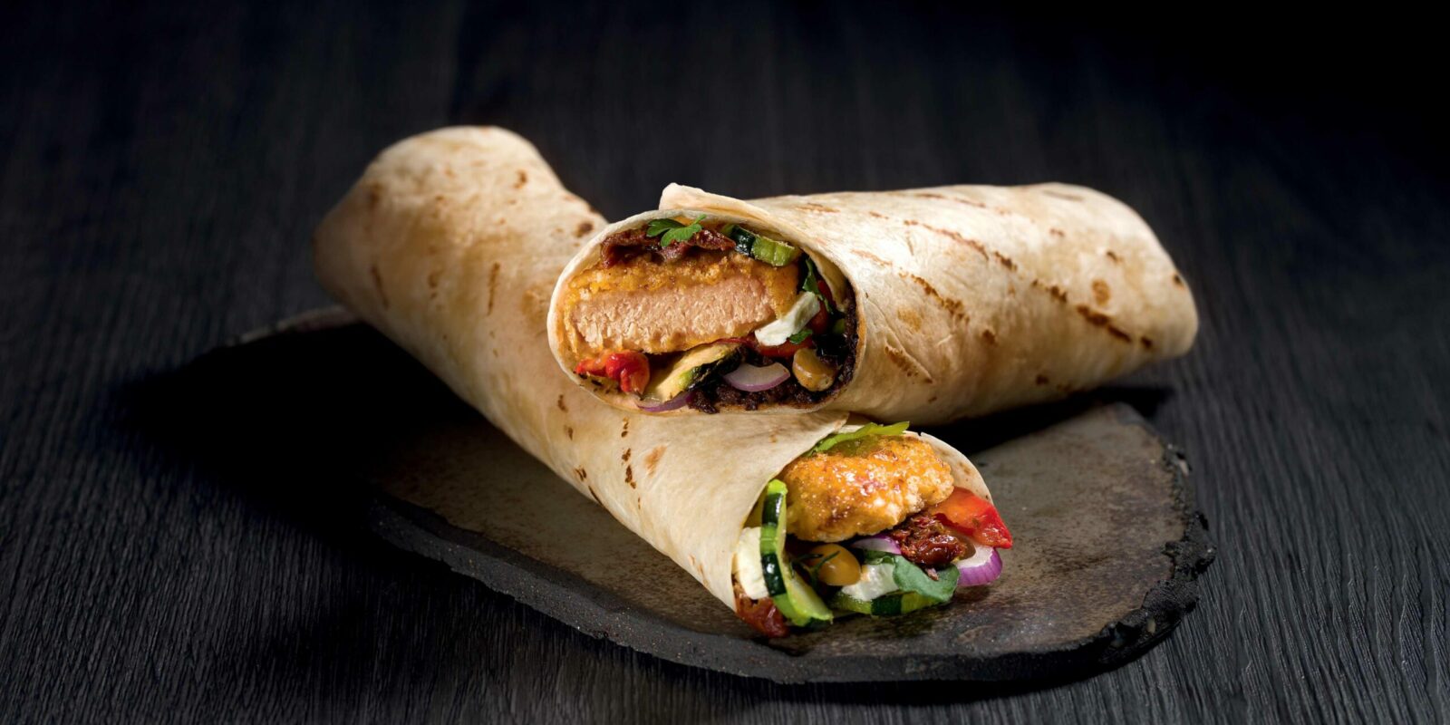WRAPS SERVED WITH SIDE SALAD AND FRIES